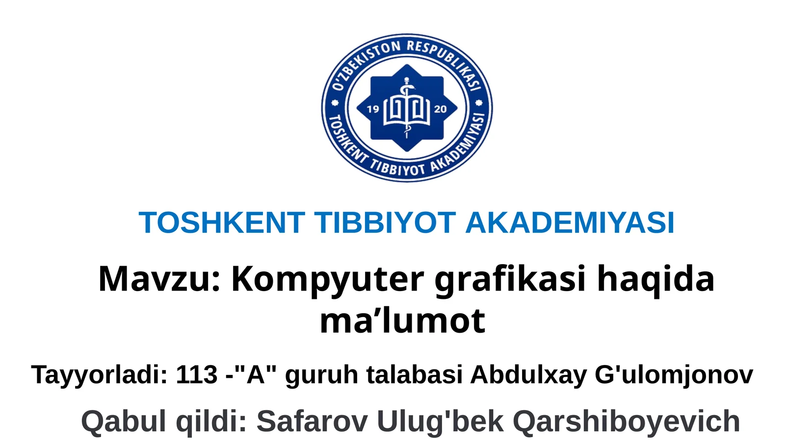 Kompyuter grafikasi haqida ma’lumot