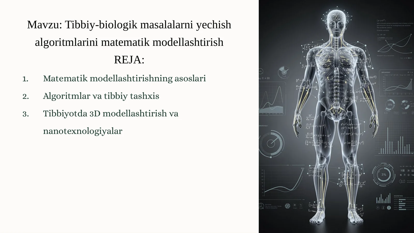 Tibbiy-biologik masalalarni yechish algoritmlarini matematik modellashtirish