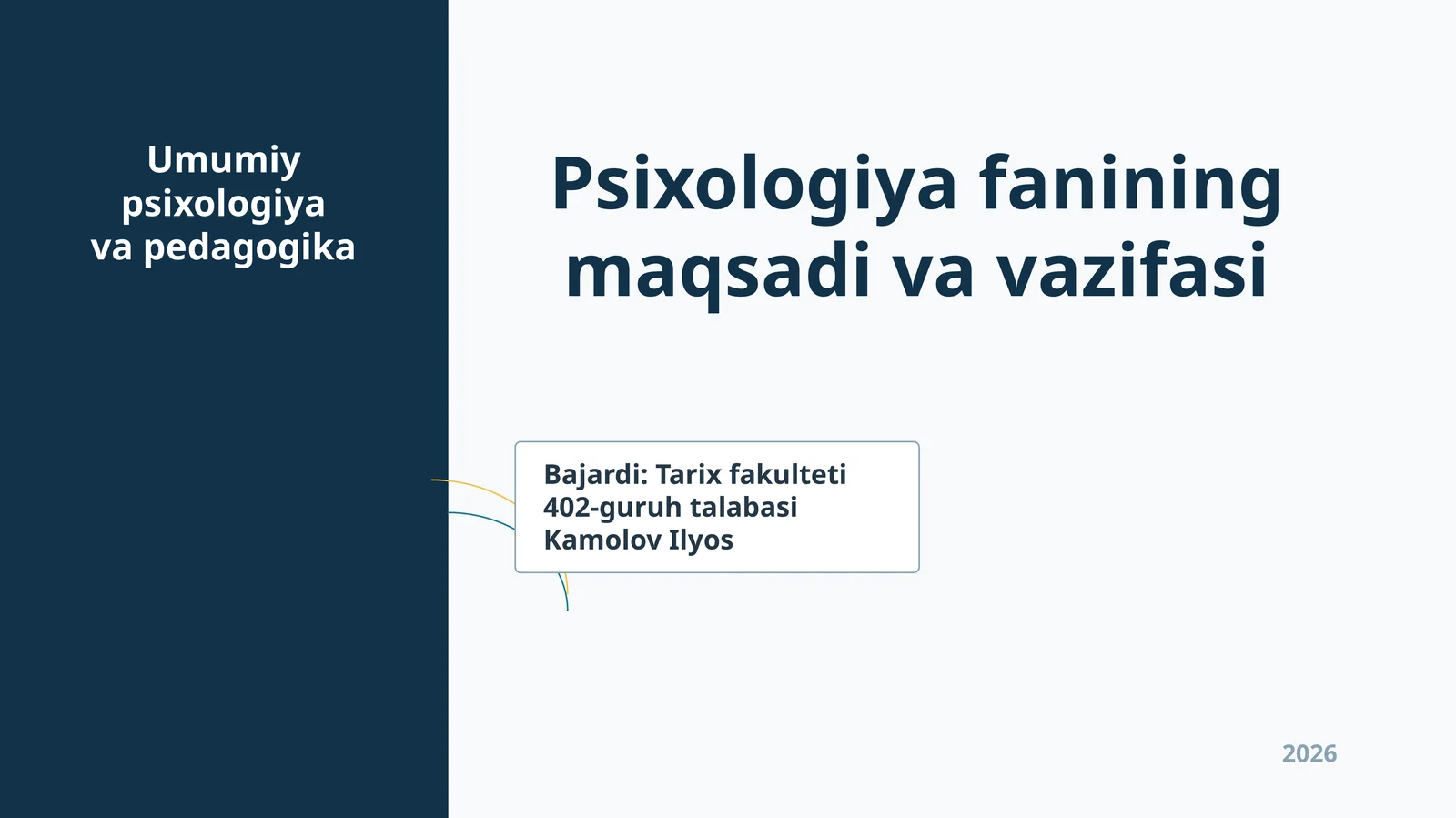 Umumiy psixologiya va pedagogika