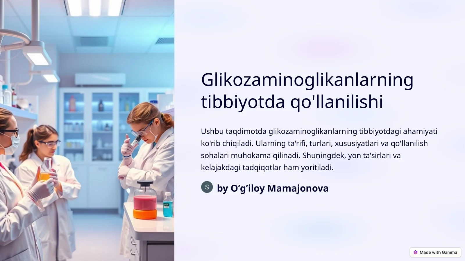 Glikozaminoglikanlarning tibbiyotda qo'llanilishi