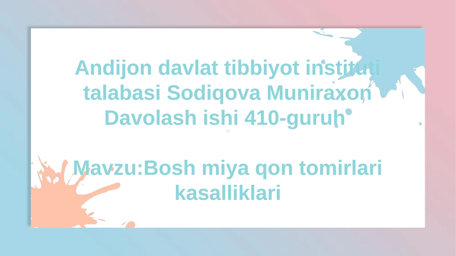 Bosh miya qontomirlari kasalliklari
