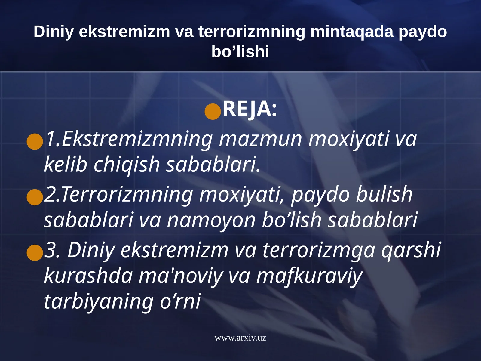 Diniy ekstremizm va terrorizmning mintaqada paydo bo’lishi