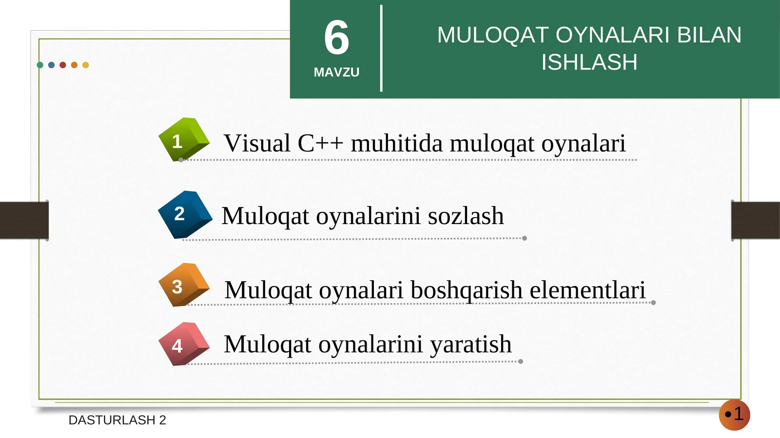 Muloqatoynalarini yaratish