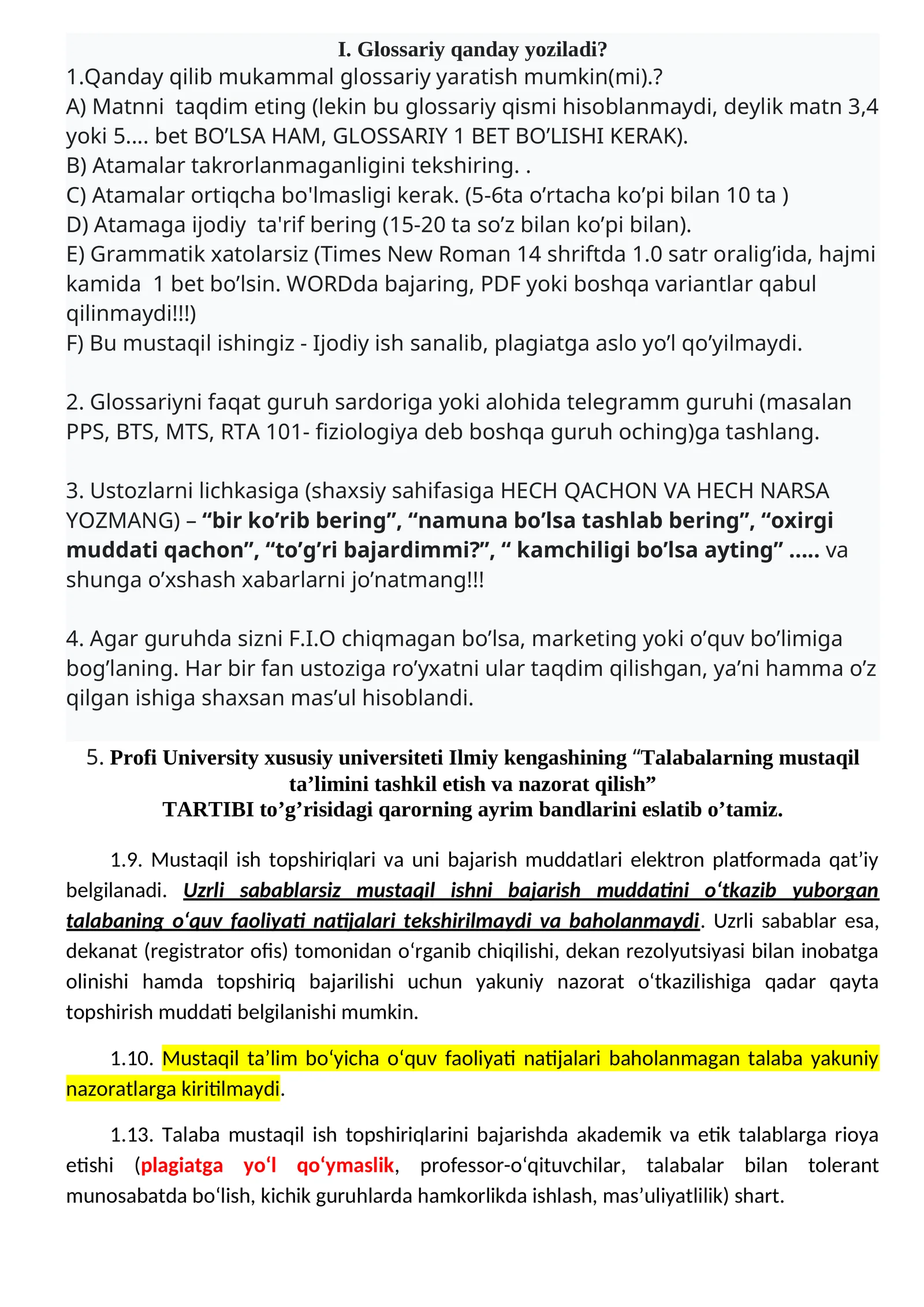 Glossariy qanday yoziladi?
