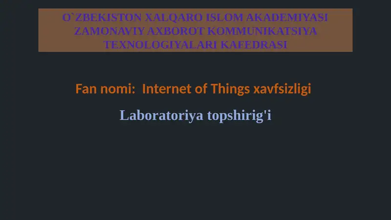Internet of Things xavfsizligi