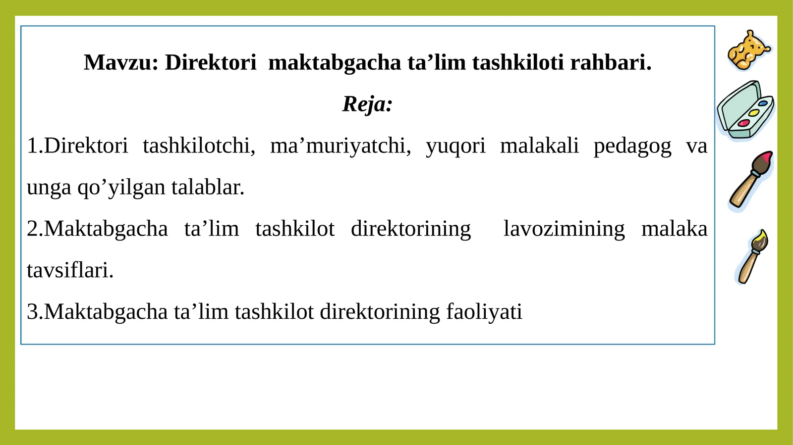 Direktori maktabgacha ta’lim tashkiloti rahbari