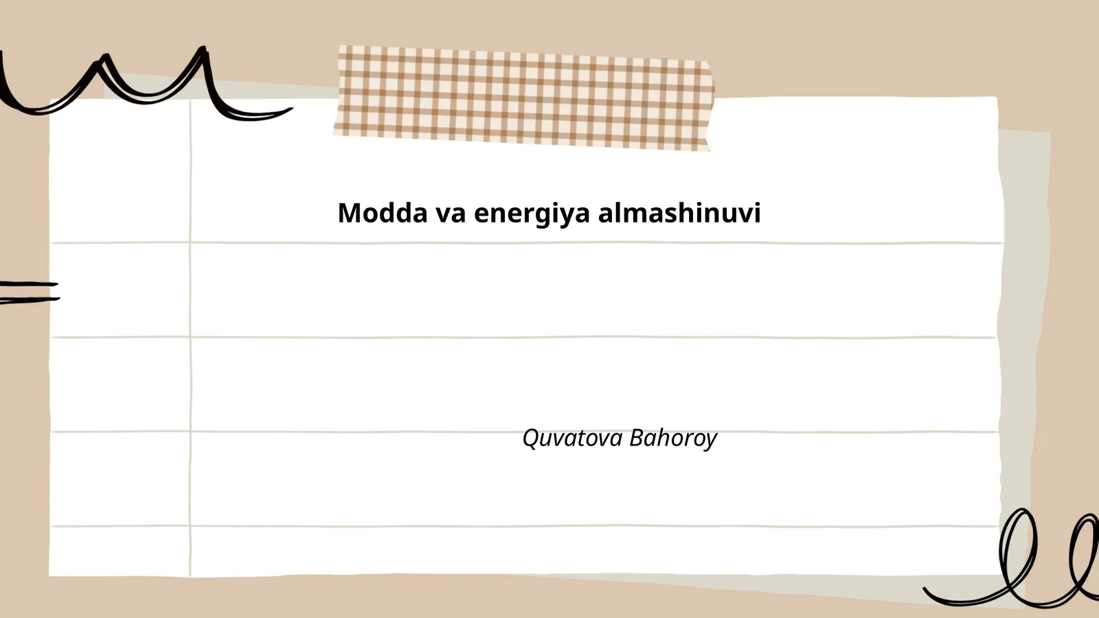 Modda va energiya almashinuvi
