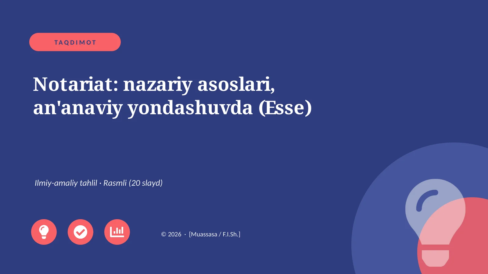 Notariat: nazariy asoslari, an'anaviy yondashuvda (Esse)