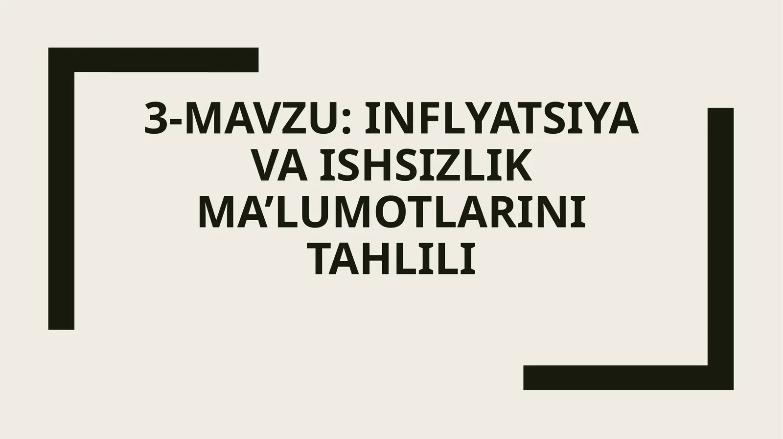 Inflyatsiya va ishsizlik ma’lumotlarini tahlili