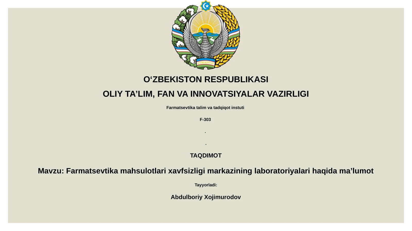 Farmatsevtika mahsulotlari xavfsizligi markazining laboratoriyalari haqida ma’lumot