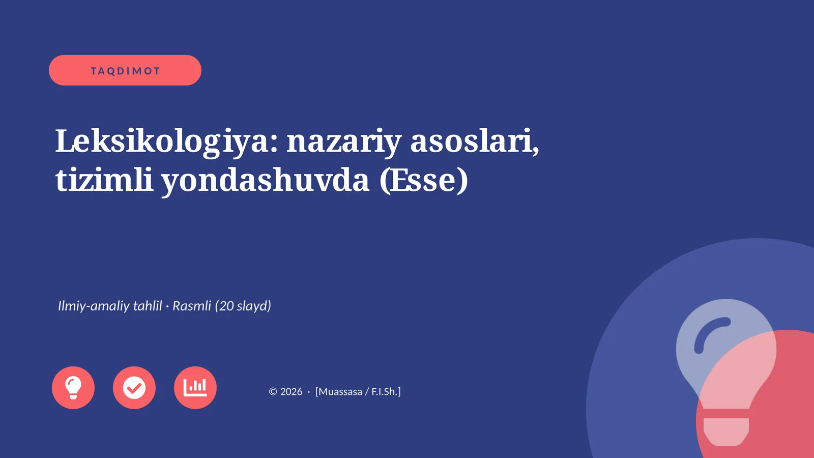 Leksikologiya: nazariy asoslari, tizimli yondashuvda (Esse)