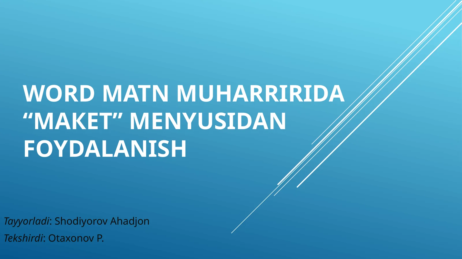 Wordmatnmuharririda“макет”menyusidanfoydalanish