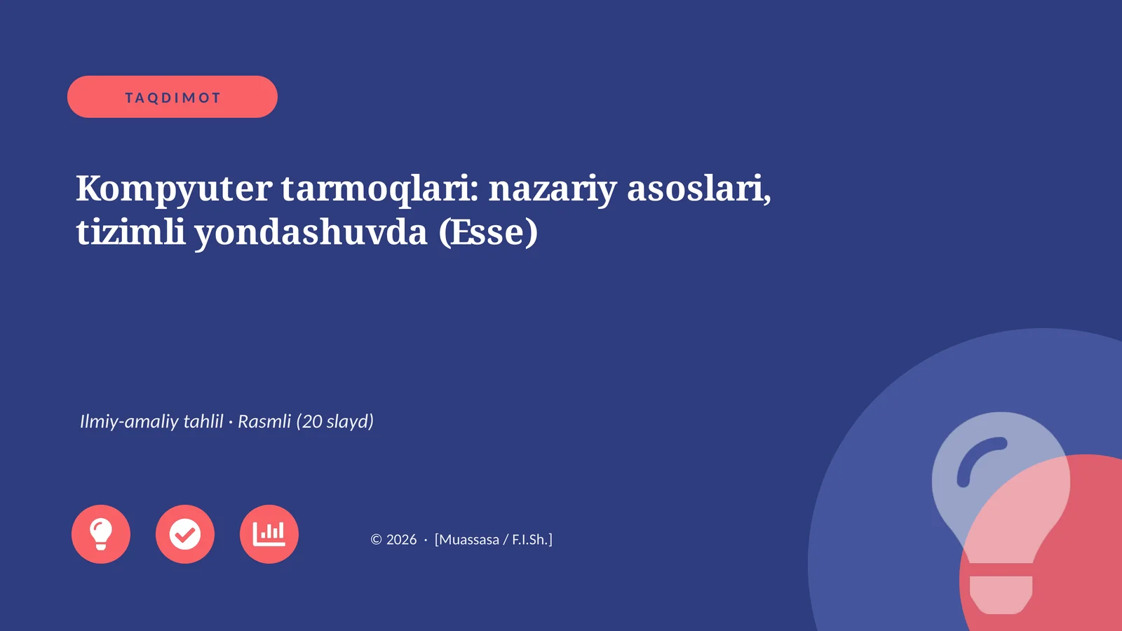 Kompyuter tarmoqlari: nazariy asoslari, tizimli yondashuvda (Esse)