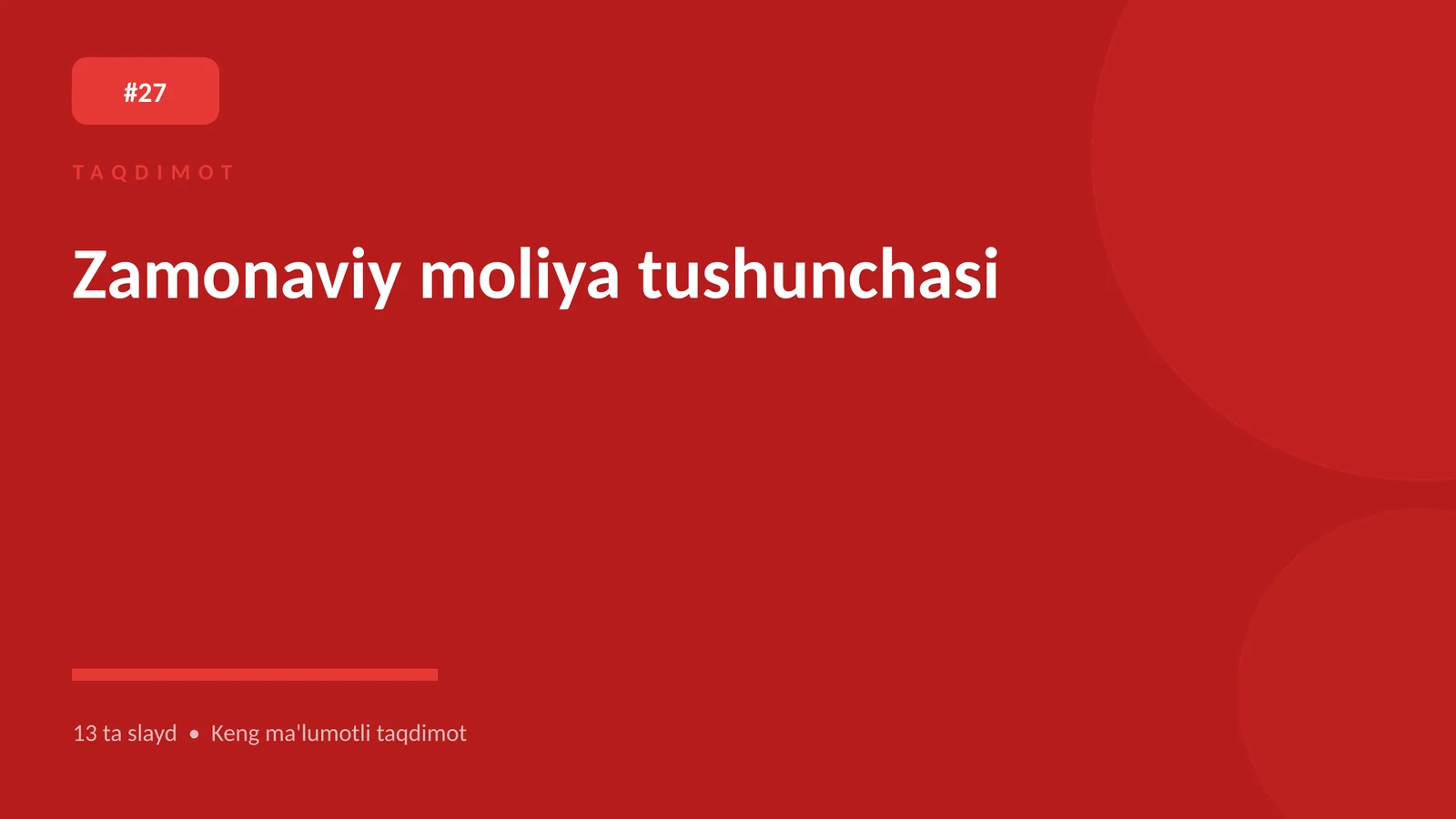 Zamonaviy moliya tushunchasi