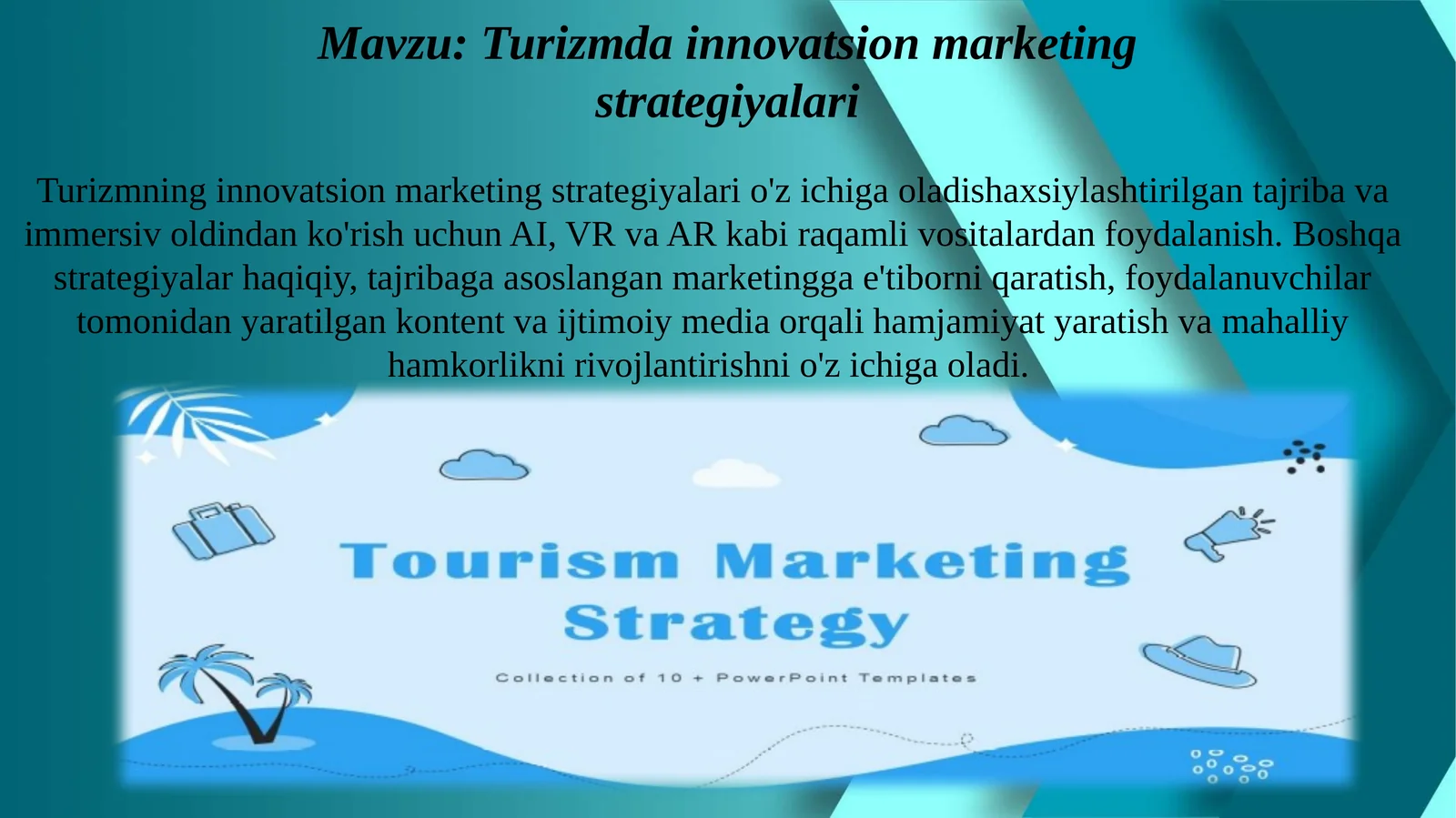 Turizmda innovatsion marketing strategiyalari