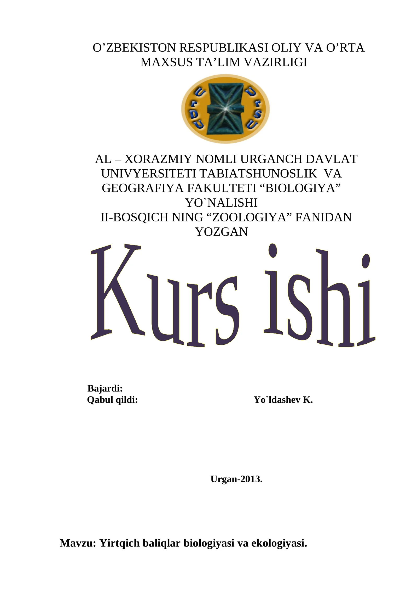 Yirtqich baliqlar biologiyasi va ekologiyasi