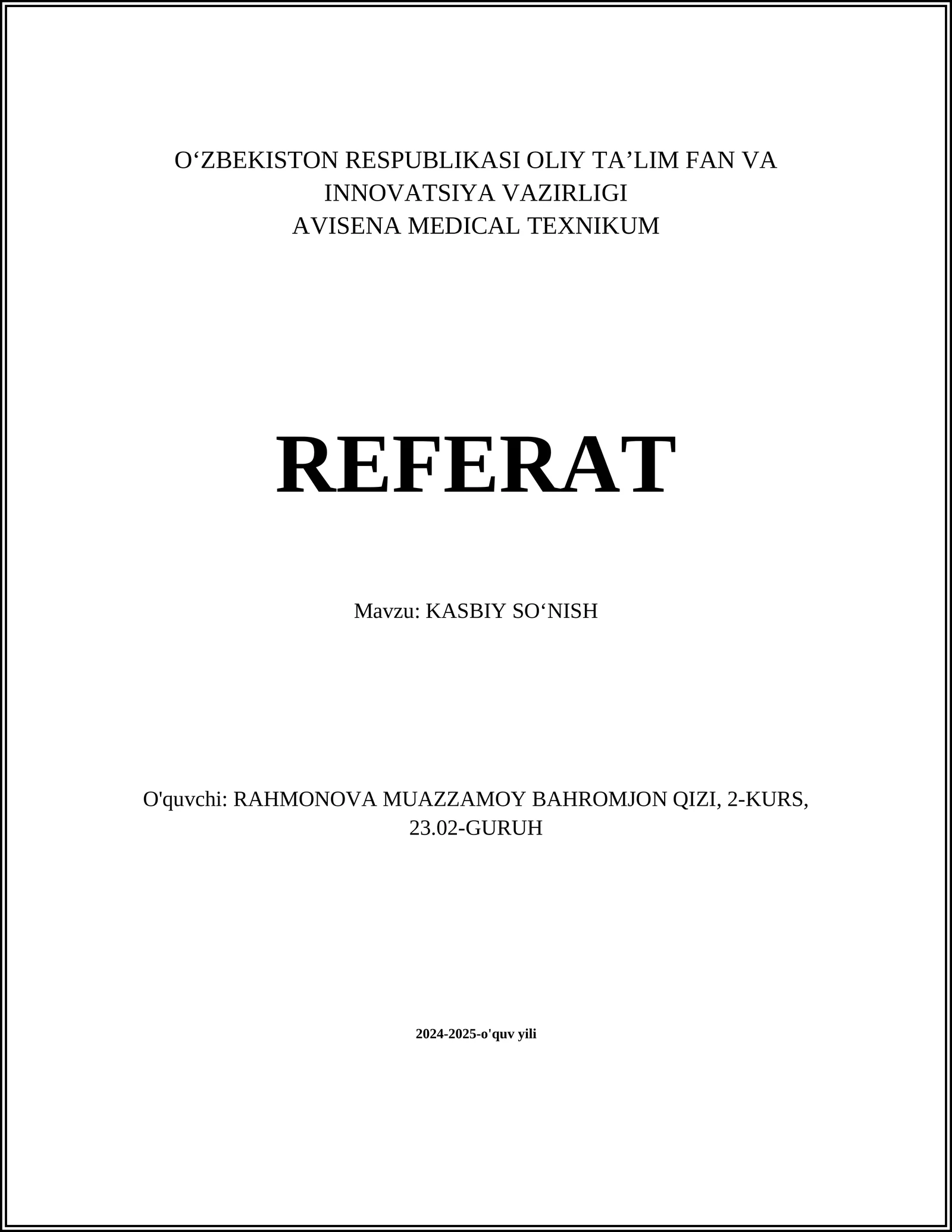 KASBIY SOʻNISH