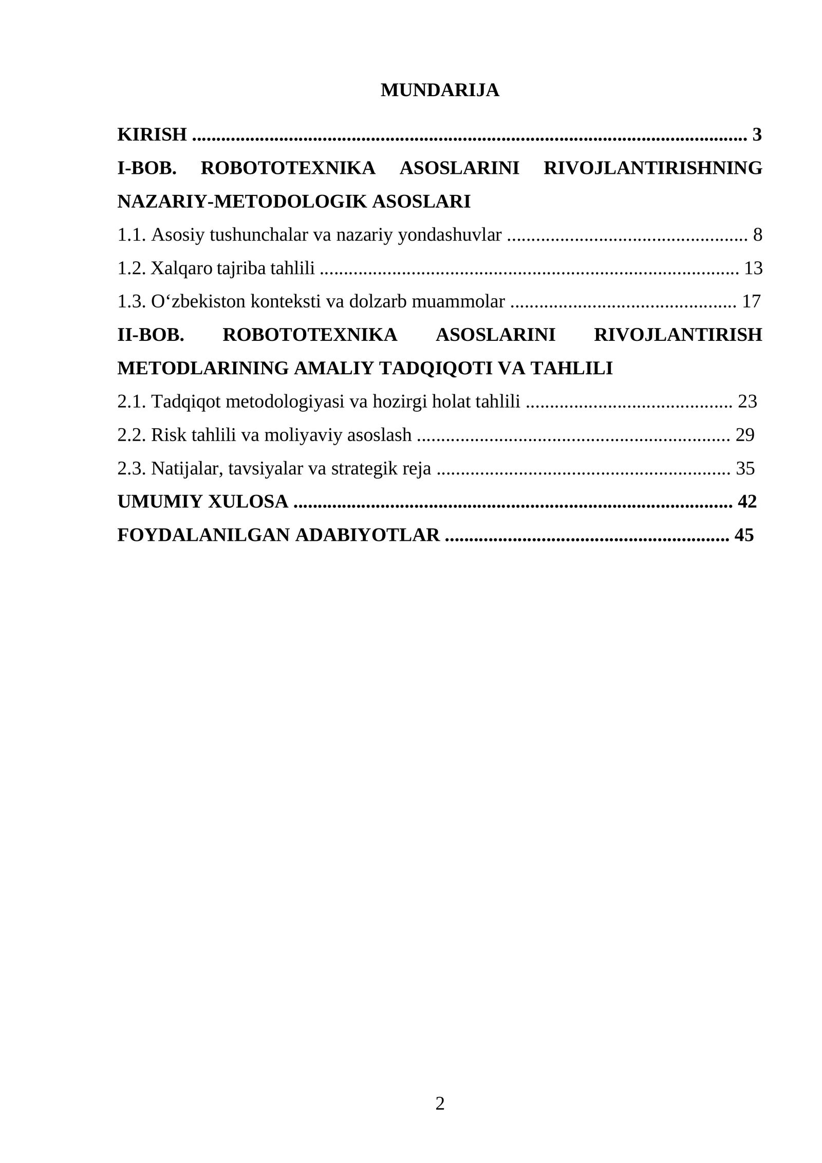 ROBOTOTEXNIKA ASOSLARINI RIVOJLANTIRISHNING NAZARIY-METODOLOGIK ASOSLARI VA AMALIY TADQIQOTI