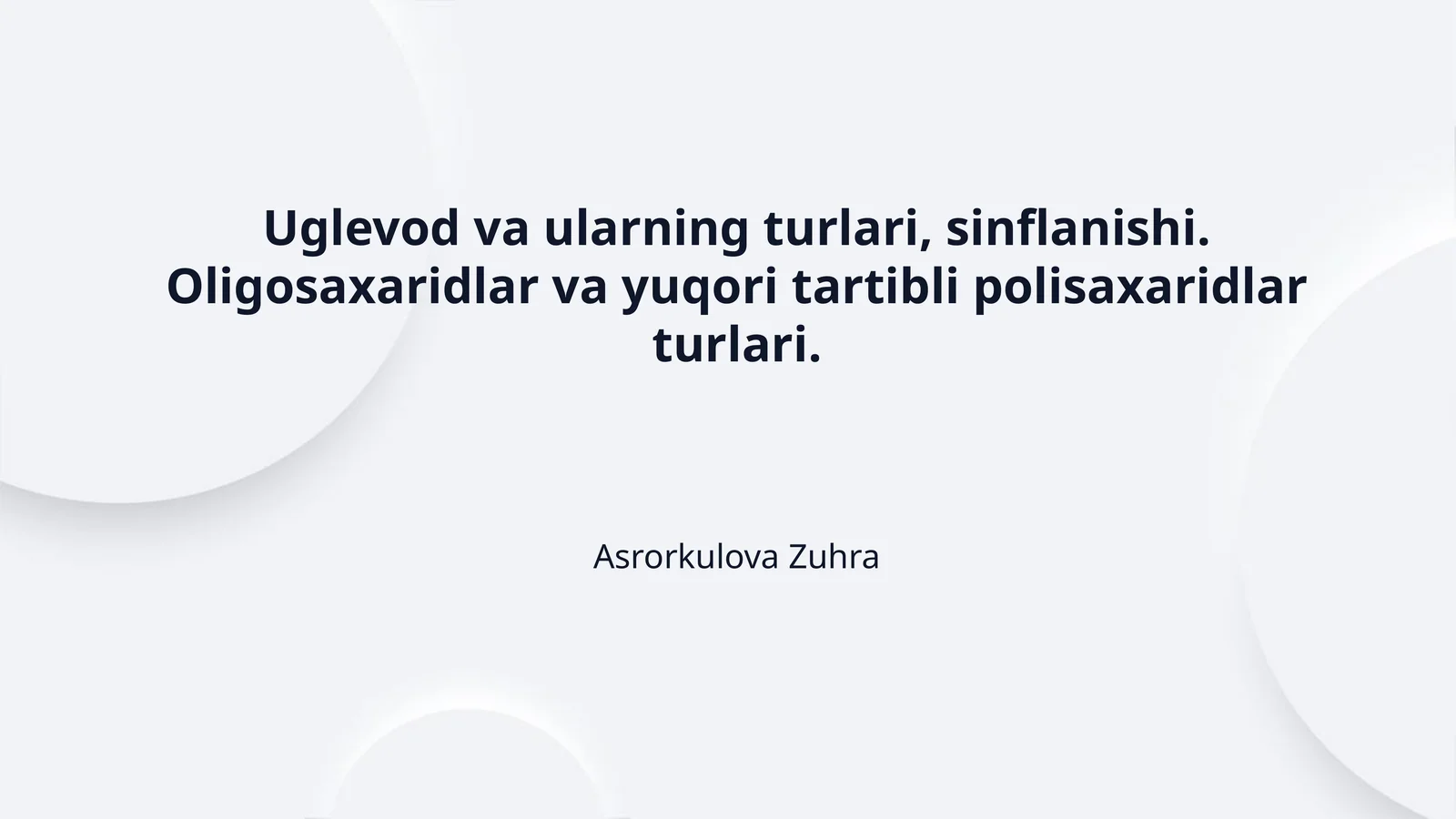 Uglevod va ularning turlari, sinflanishi. Oligosaxaridlar va yuqori tartibli polisaxaridlar turlari.