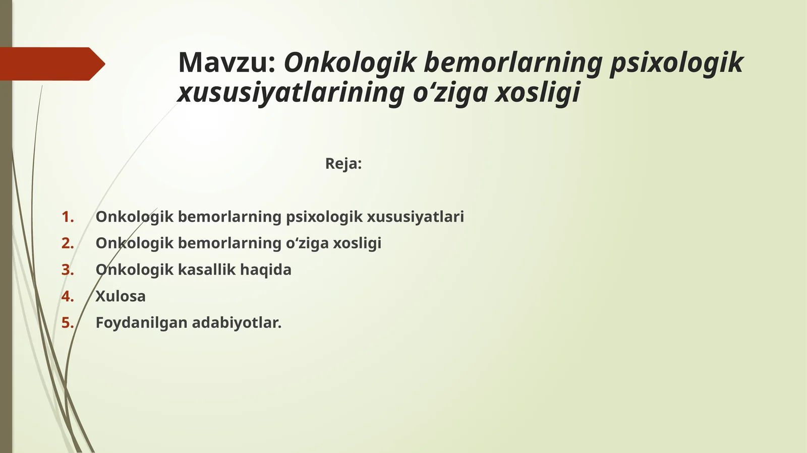 Onkologik bemorlarning psixologik xususiyatlarining oʻziga xosligi