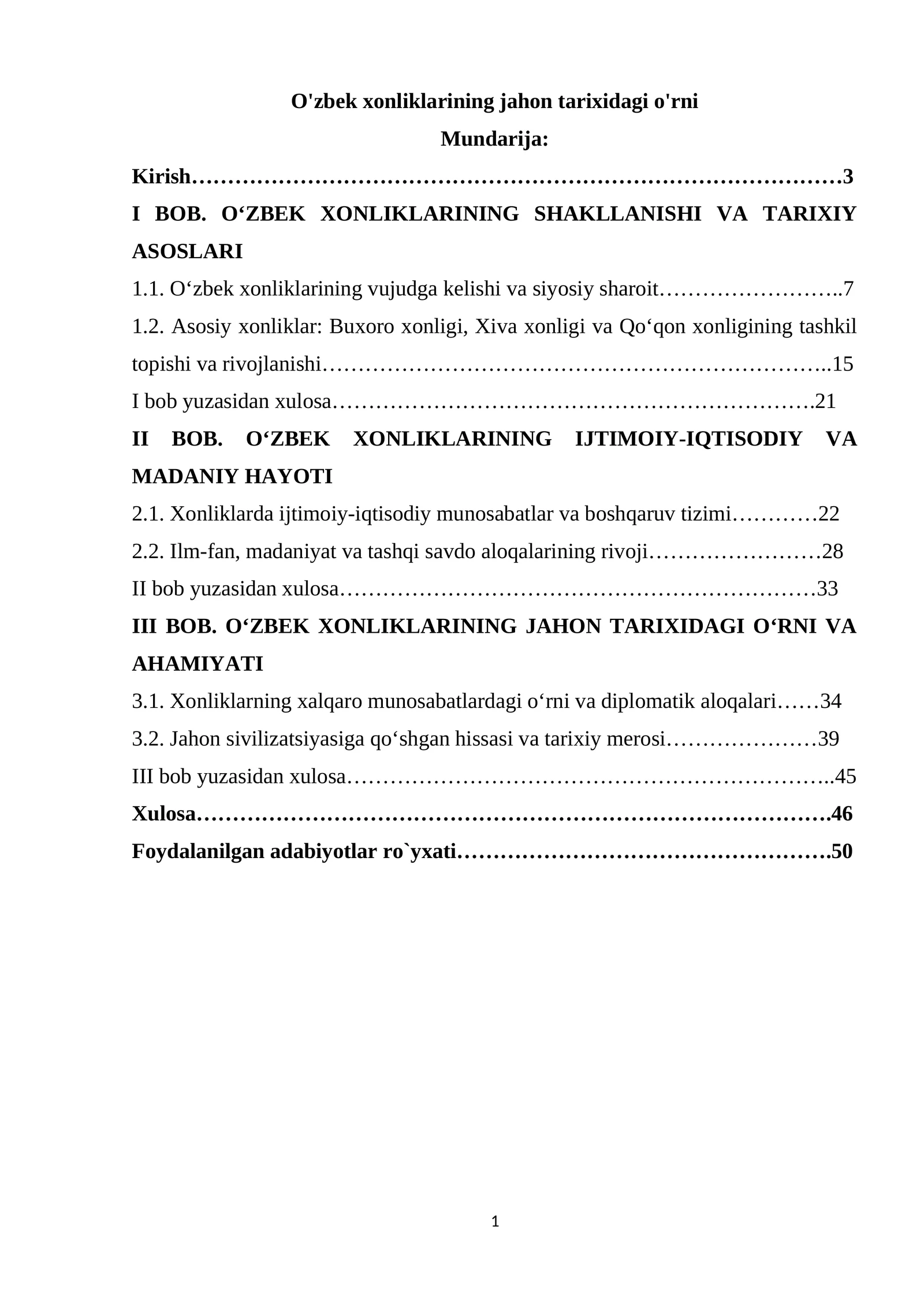 O'zbek xonliklarining jahon tarixidagi o'rni