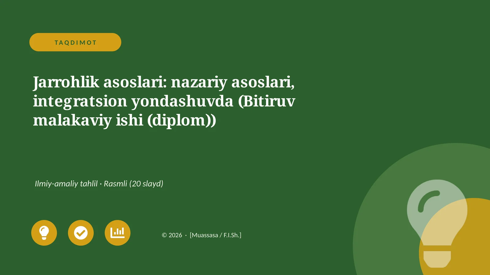 Jarrohlik asoslari: nazariy asoslari, integratsion yondashuvda