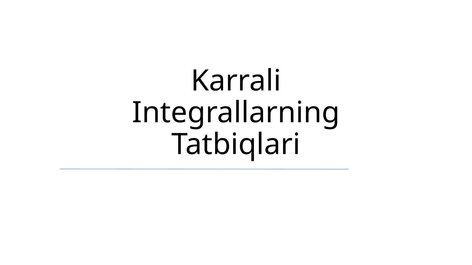 Karrali Integrallarning Tatbiqlari