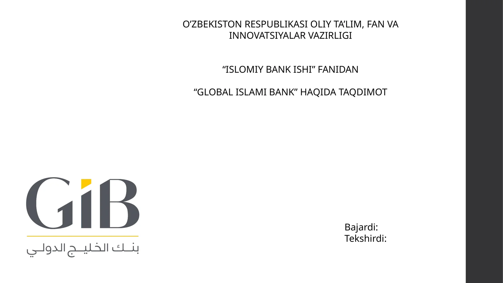 Islom Banki haqida taqdimot