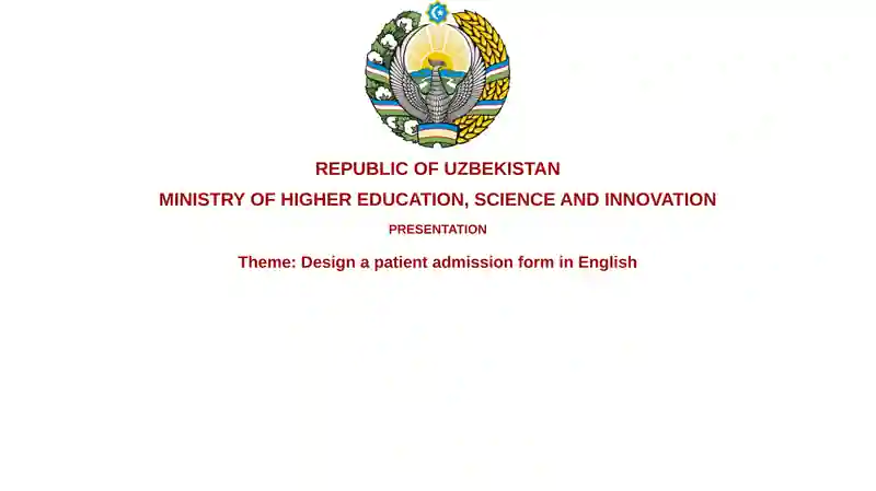 Patient Admission Form Design