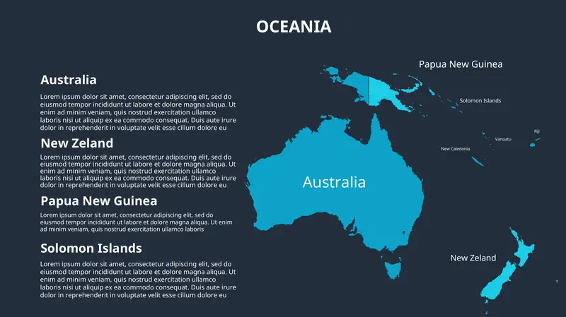 Australia, New Zeland, Papua New Guinea, Solomon Islands