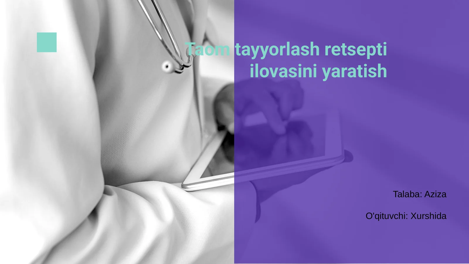 Taom tayyorlash retsepti ilovasi