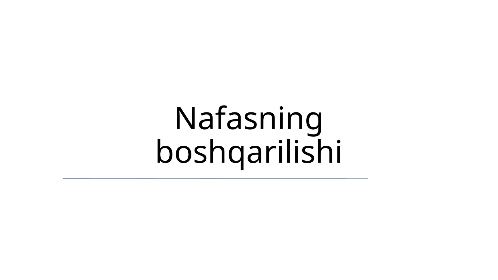 Nafasning boshqarilishi