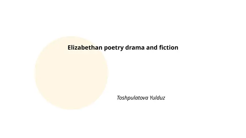 Elizabethan poetry drama and fiction