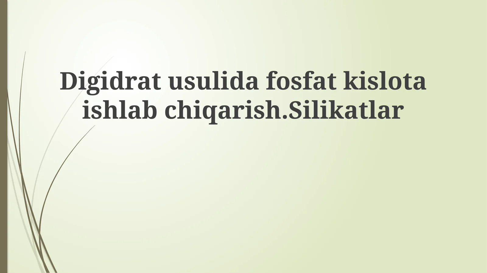 Dihidrat Metodi Yordamida Fosfat Kislotasini Ishlab Chiqarish