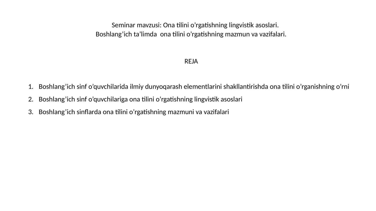 Оna tilini o’rgatishning lingvistik asoslari