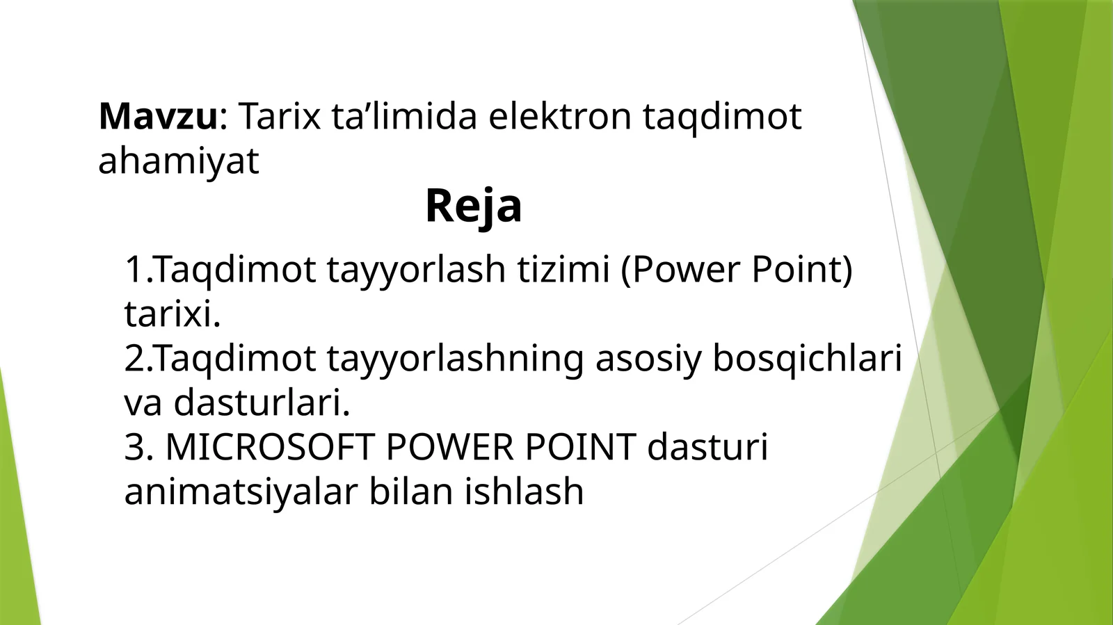 Tarix ta’limida elektron taqdimot ahamiyat
