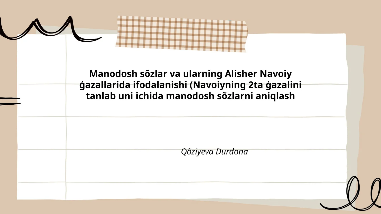 Alisher Navoiy ģazallarida manodosh sõzlar