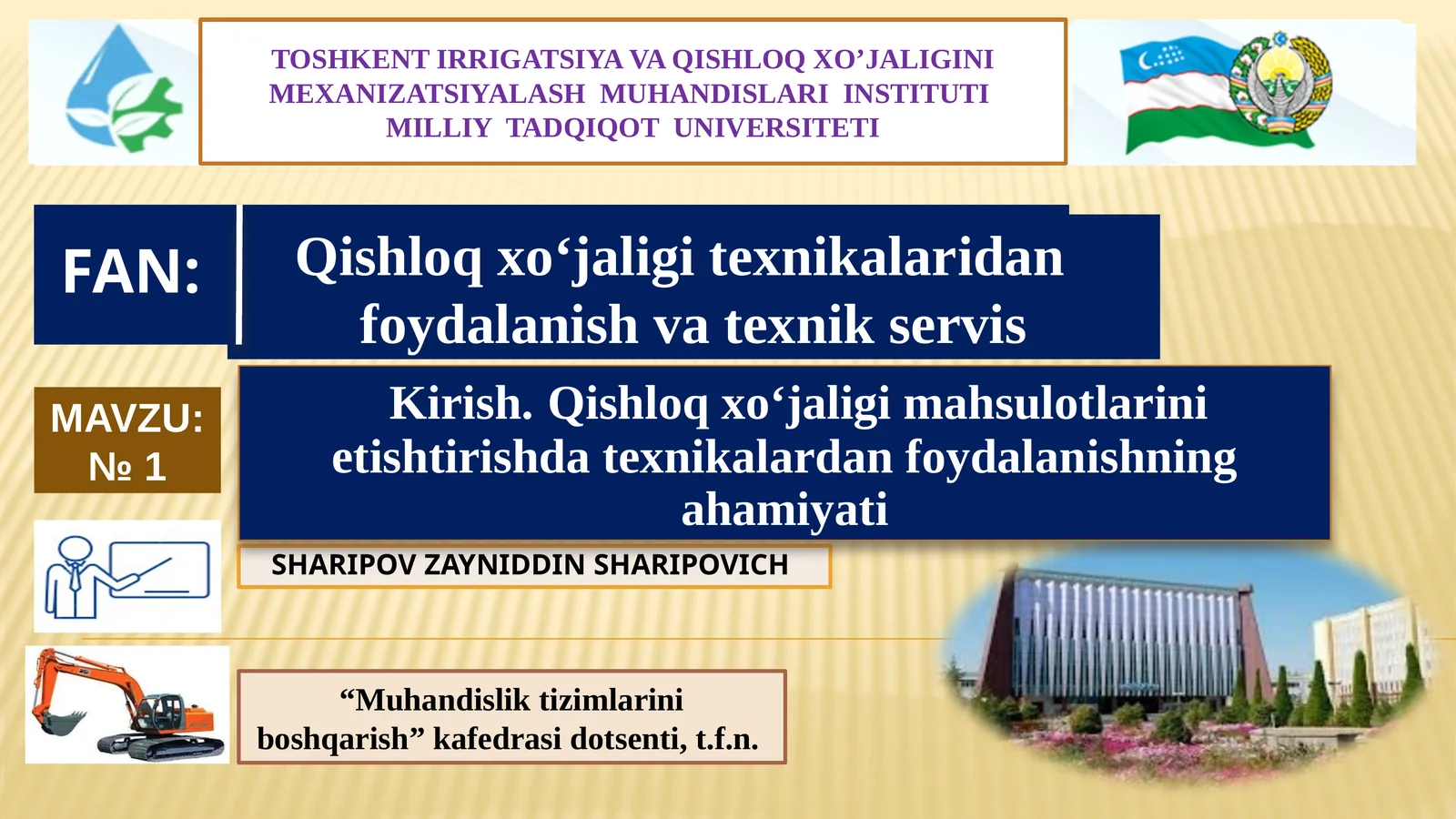 Qishloq xo‘jaligi texnikalaridan foydalanish va texnik servis