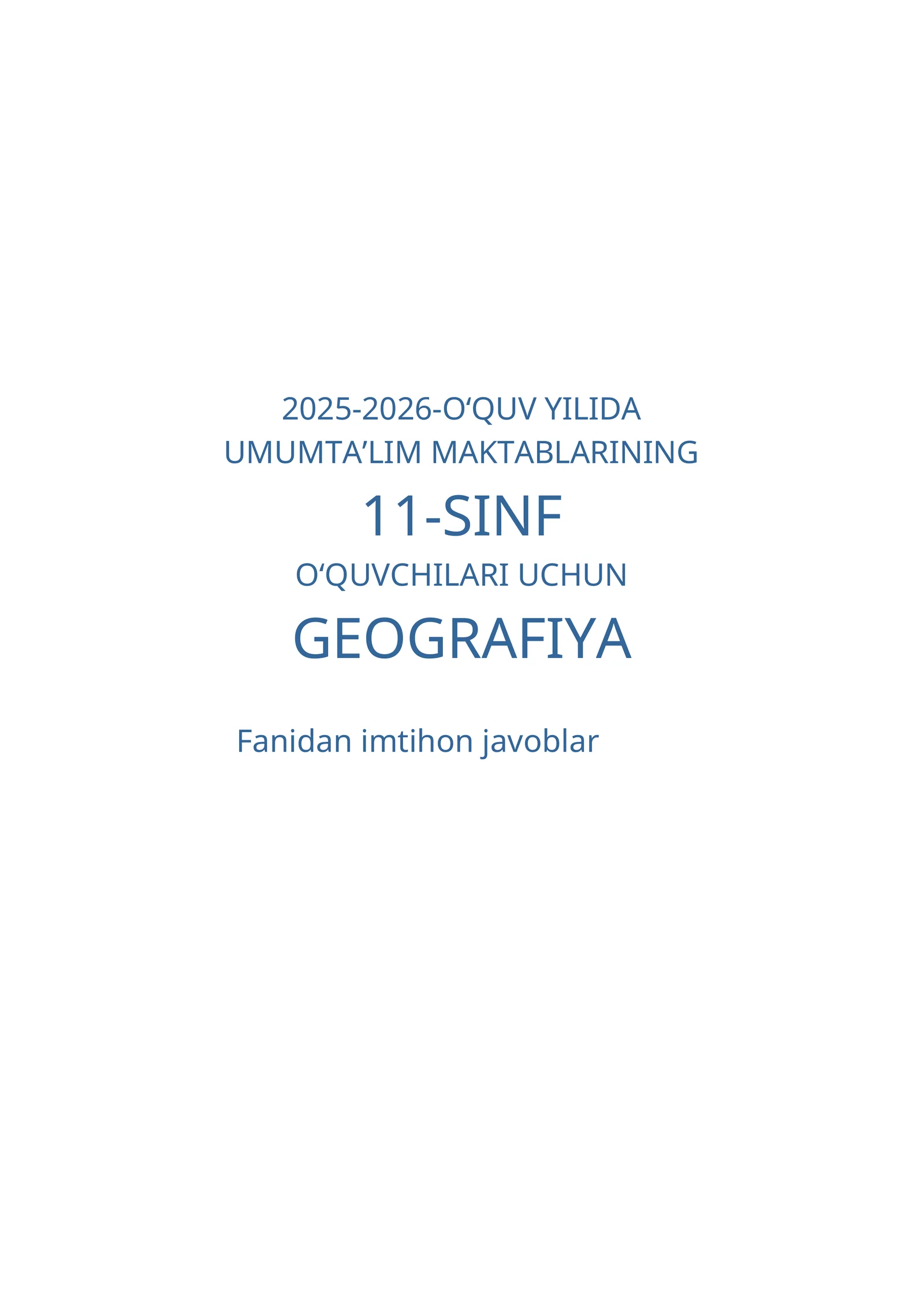 GEOGRAFIYA Fanidan imtihon javoblar