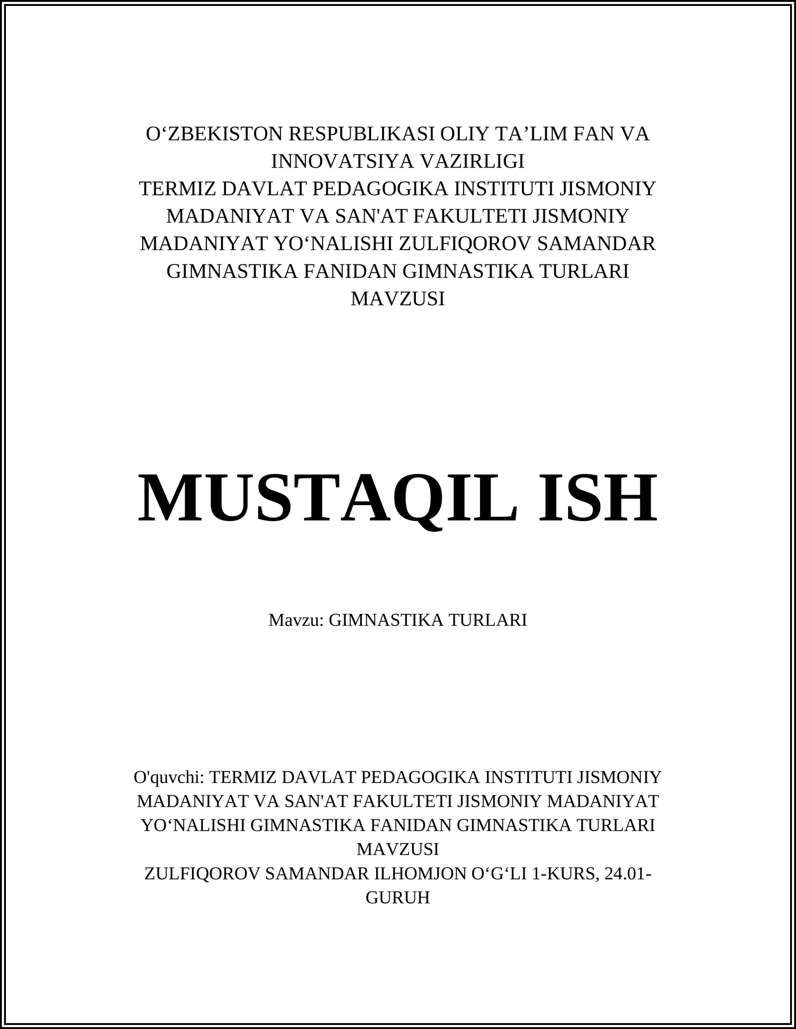 GIMNASTIKA TURLARI