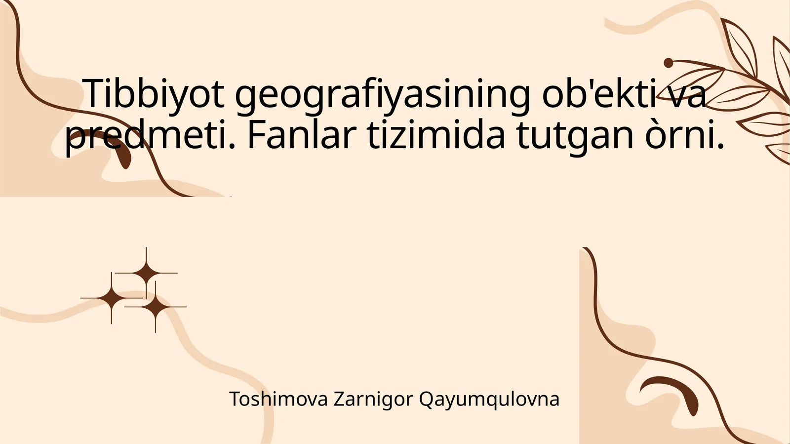 Tibbiyot geografiyasining ob'ekti va predmeti. Fanlar tizimida tutgan òrni