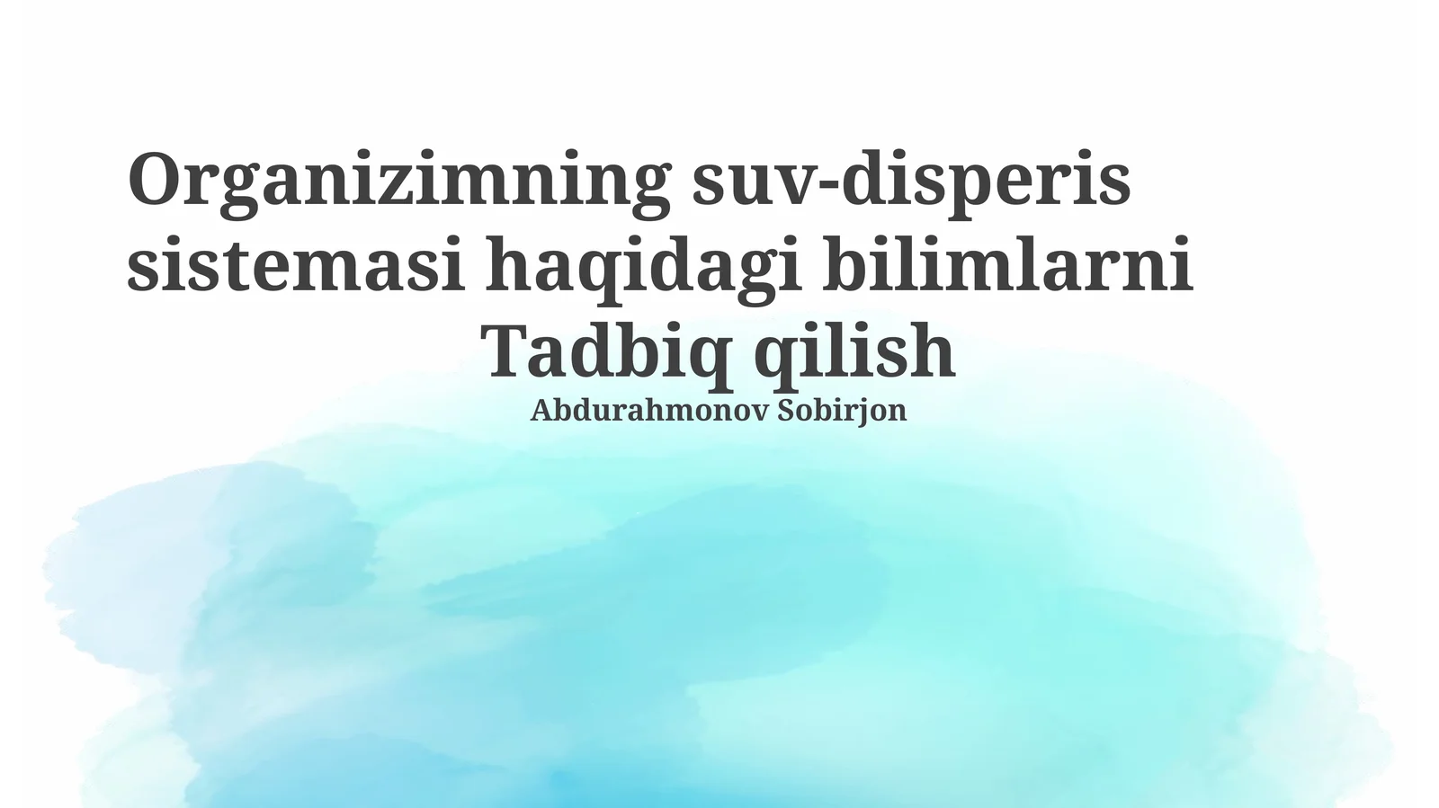 Tashkilotning suv taqsimlash tizimi