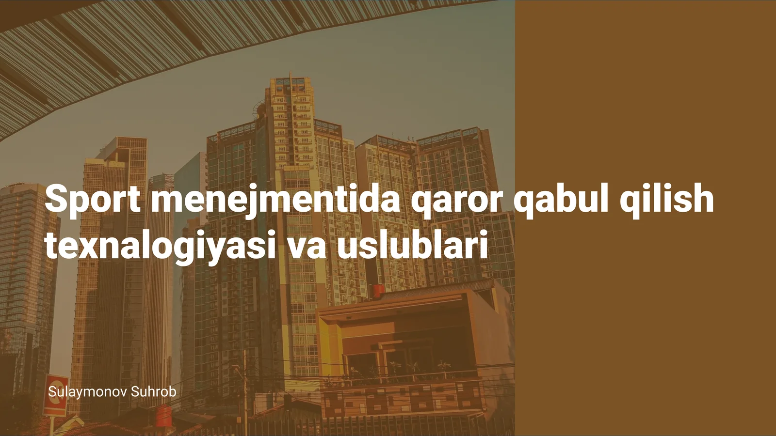 Sport menejmentida qaror qabul qilish texnalogiyasi va uslublari