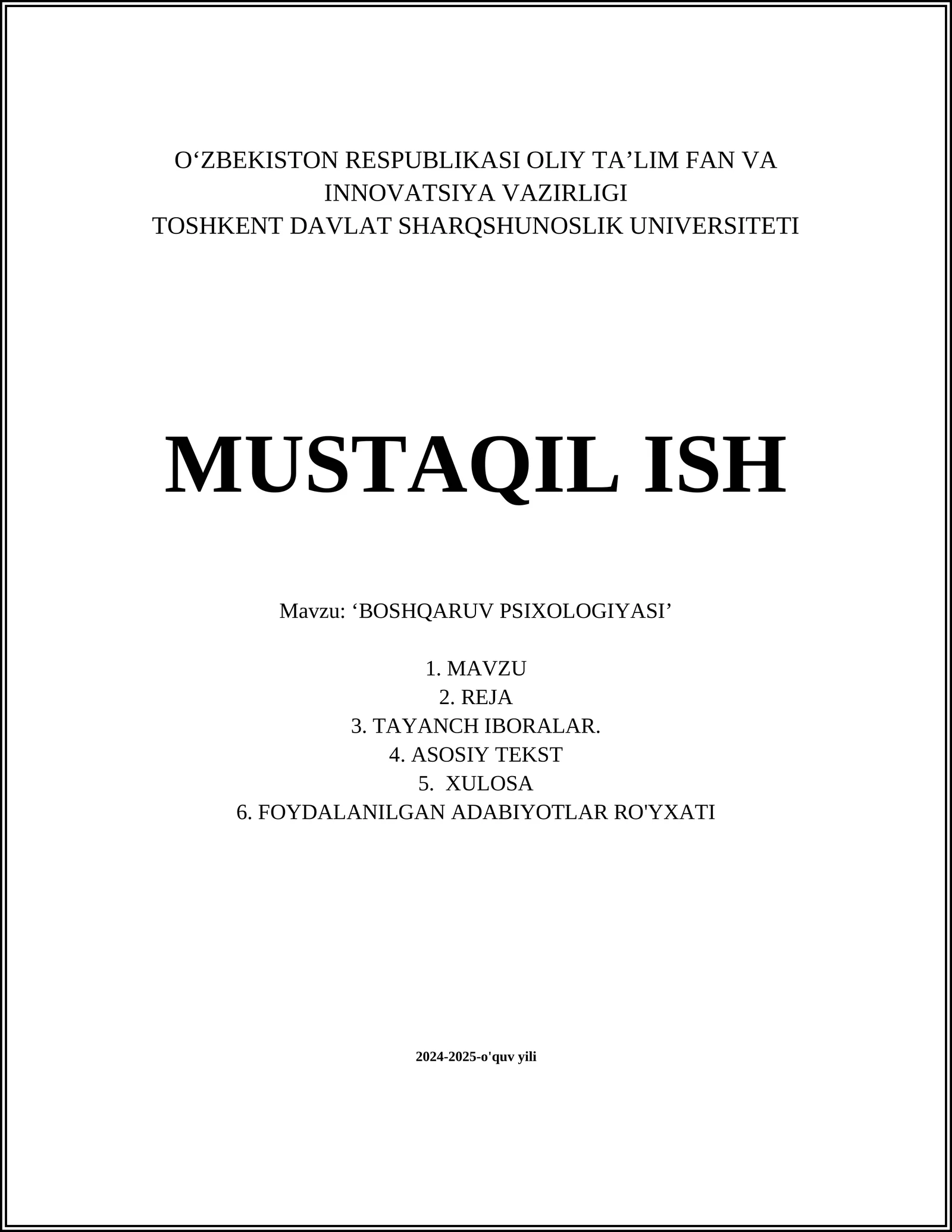 BOSHQARUV PSIXOLOGIYASI