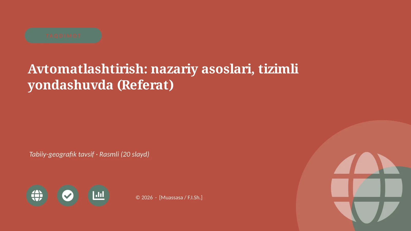 Avtomatlashtirish: nazariy asoslari, tizimli yondashuvda