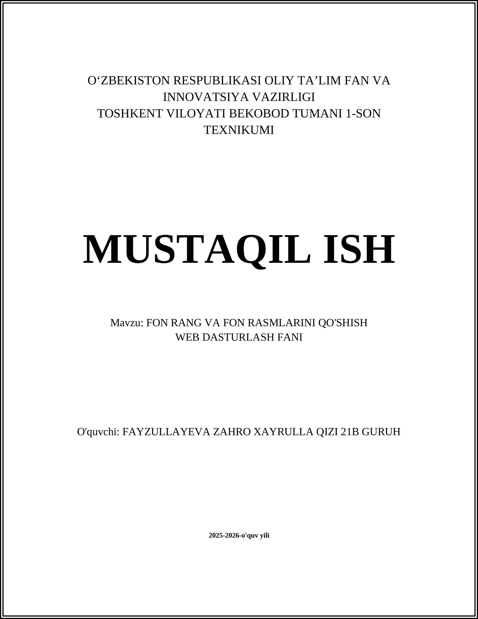 FON RANG VA FON RASMLARINI QO'SHISH