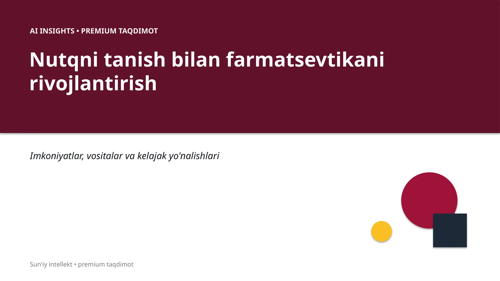 Nutqni tanish bilan farmatsevtikani rivojlantirish