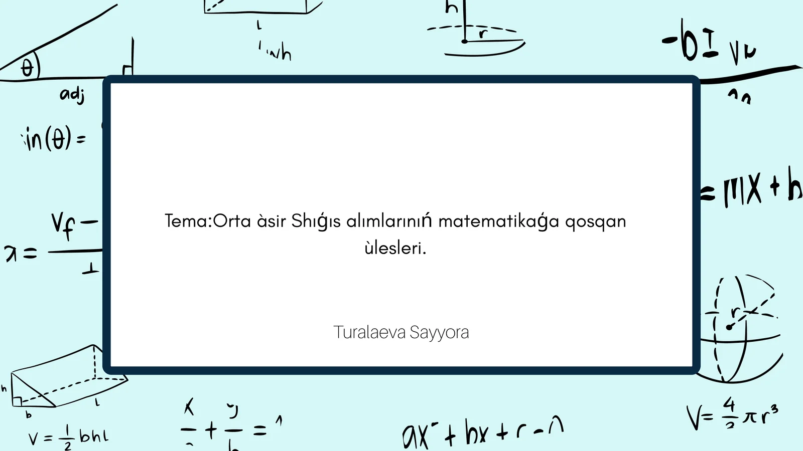 Orta àsir Shıģıs alımlarınıń matematikaģa qosqan ùlesleri