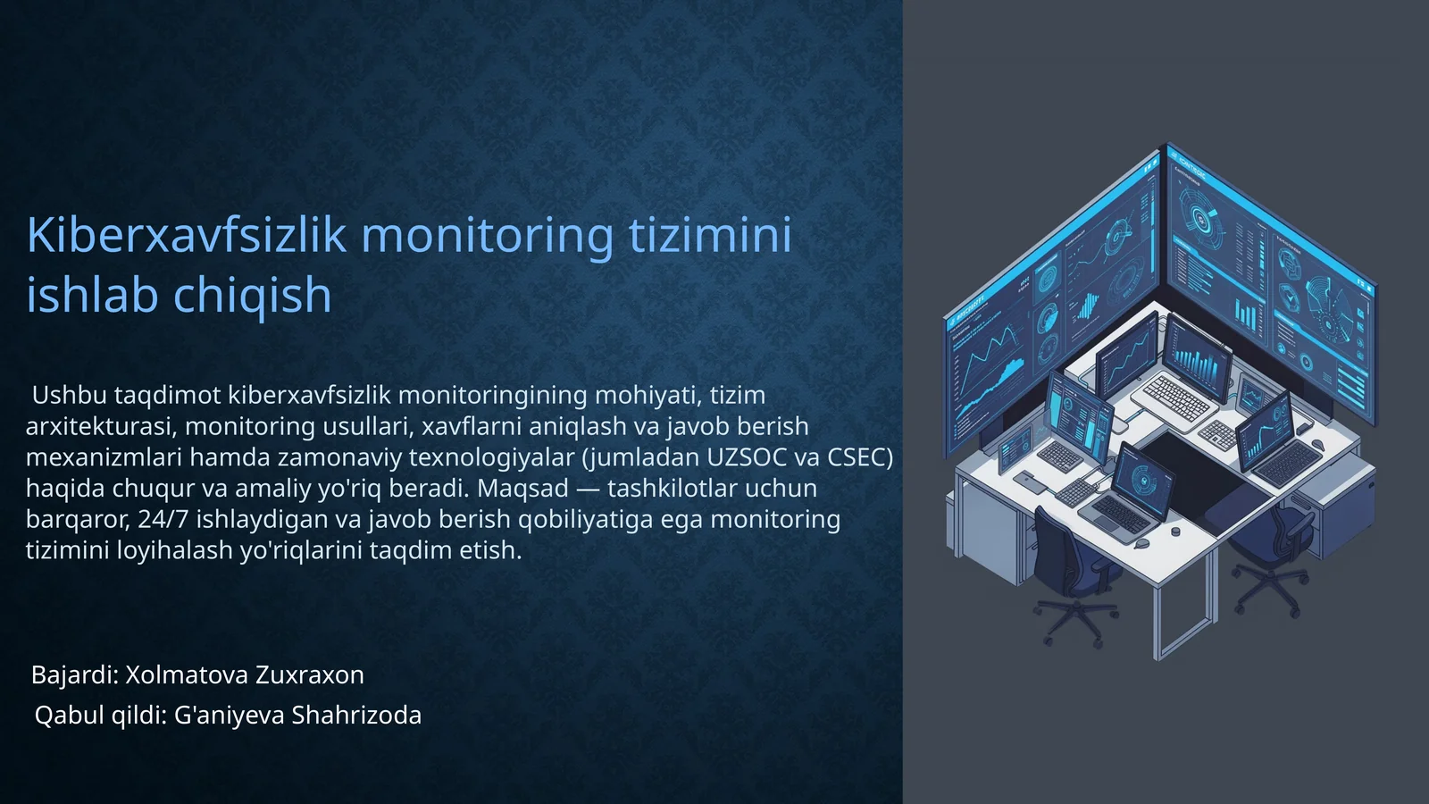 Kiberxavfsizlik monitoring tizimini ishlab chiqish