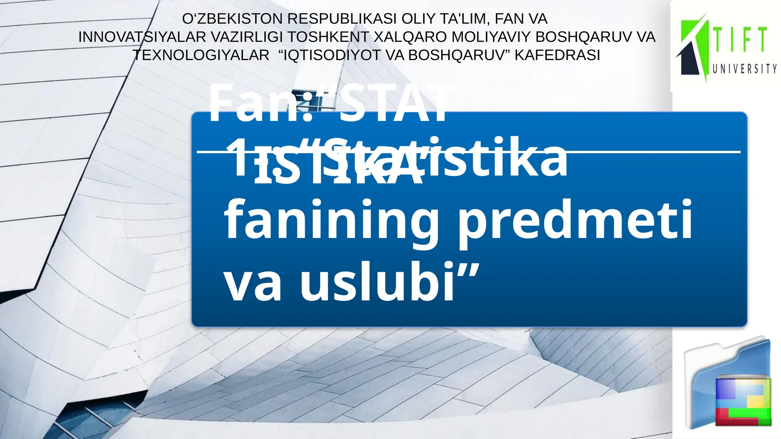 Statistika fanining predmeti va uslubi